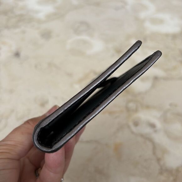 Coach Grey & Silver Monogram Jacquard & Grey Leather Chequebook Cover - Picture 7 of 9